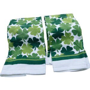 Ritz Shamrock Kitchen Towels Set of 2 Green Clover 100% Cotton St Patrick's Day